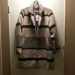 Striped button up coat, NWT